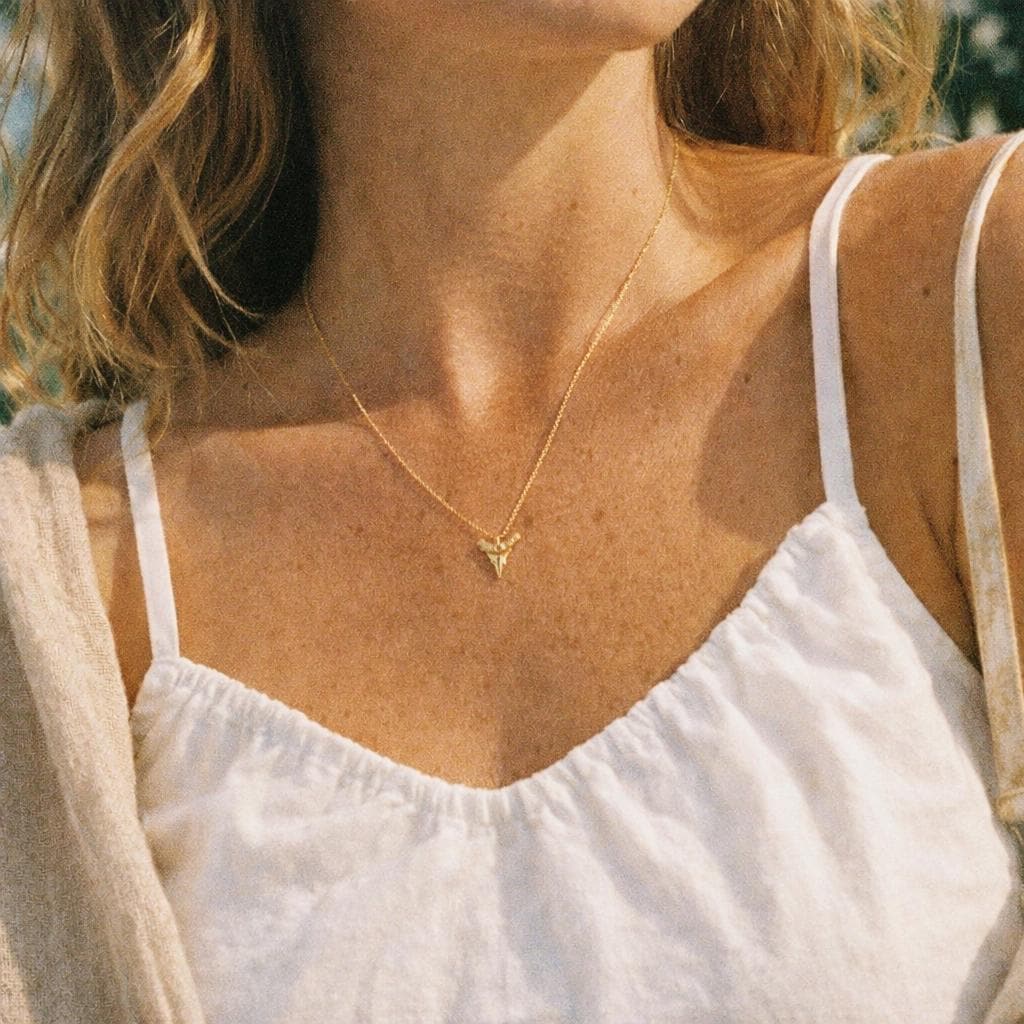 Gold Vermeil Shark Tooth Necklace, Sterling Silver Chain