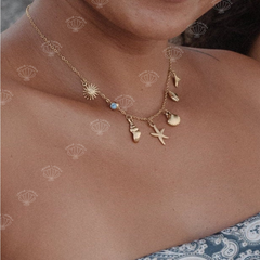 Personalized birthstone pendant necklace with a freshwater pearl worn at the neck