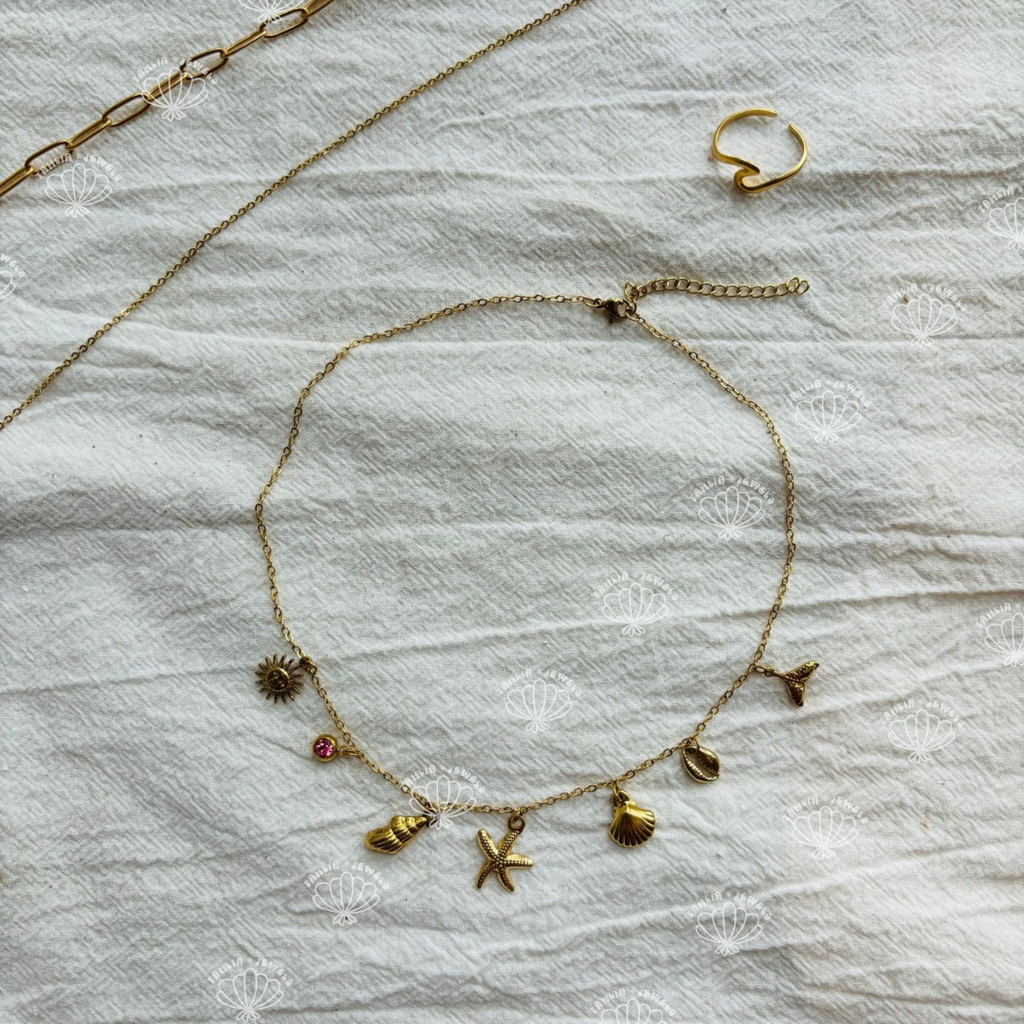 Personalized Sirena Birthstone Necklace, detail view