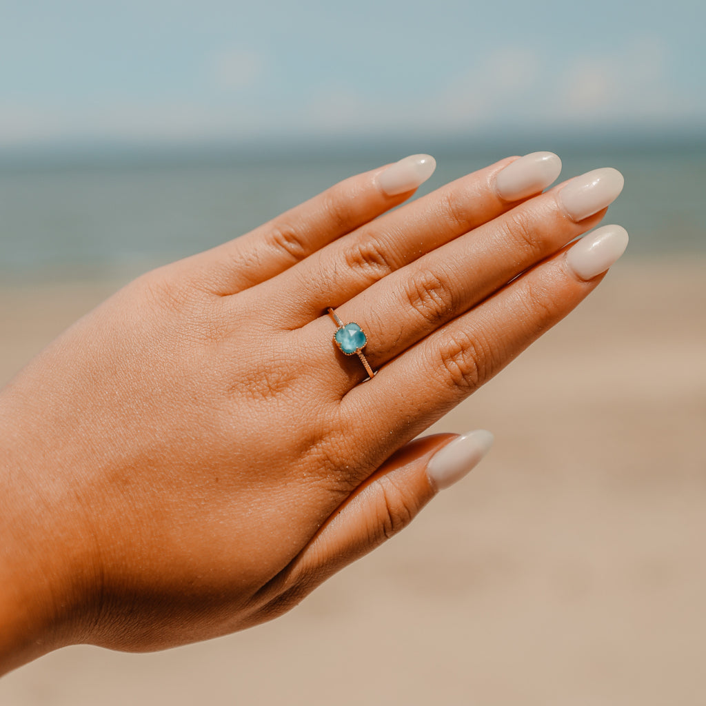 Gold Vermeil Nori Ring - scale and proportion view on skin (6)