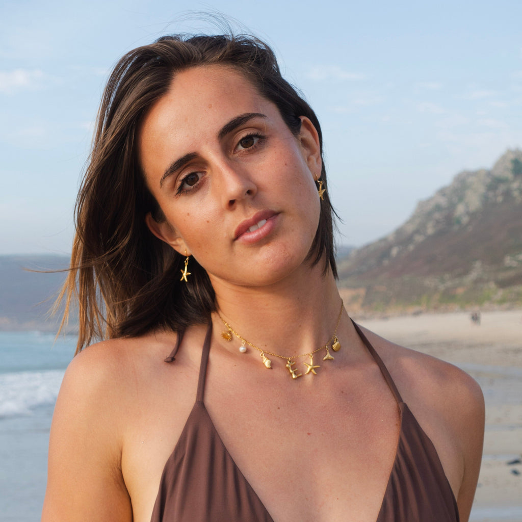 Personalized Ocean Bliss Necklace, worn view