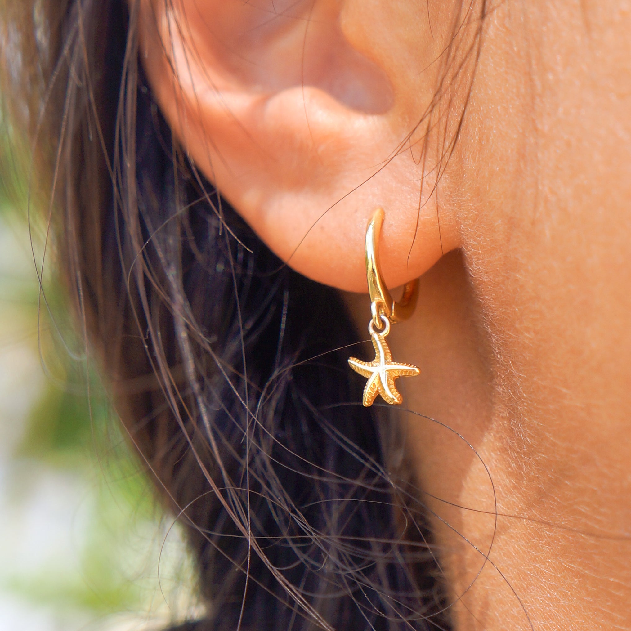 Gold Vermeil Mini Starfish Huggies