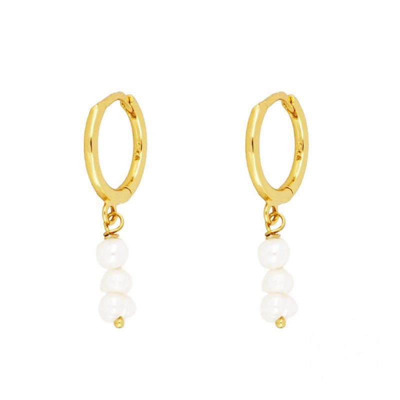 Gold Vermeil Pearl Huggie Hoops