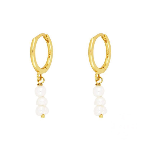 Gold Vermeil Pearl Huggie Hoops