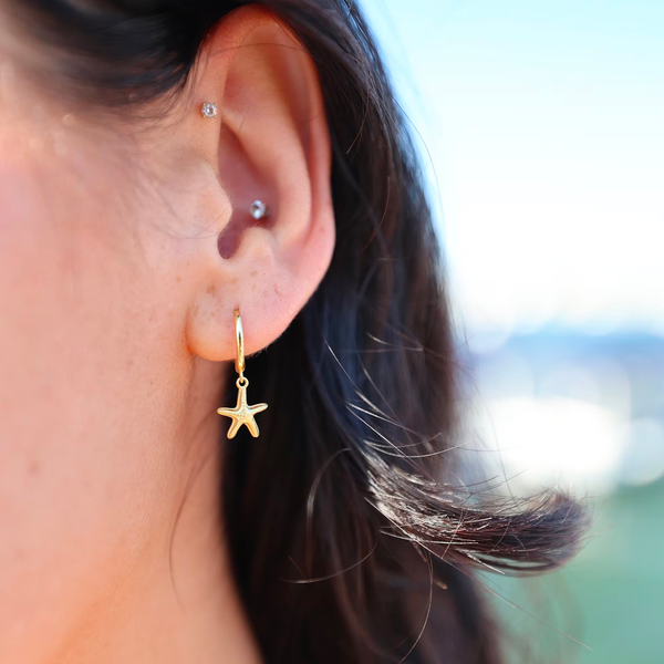 Gold Vermeil Starfish Huggie Hoops