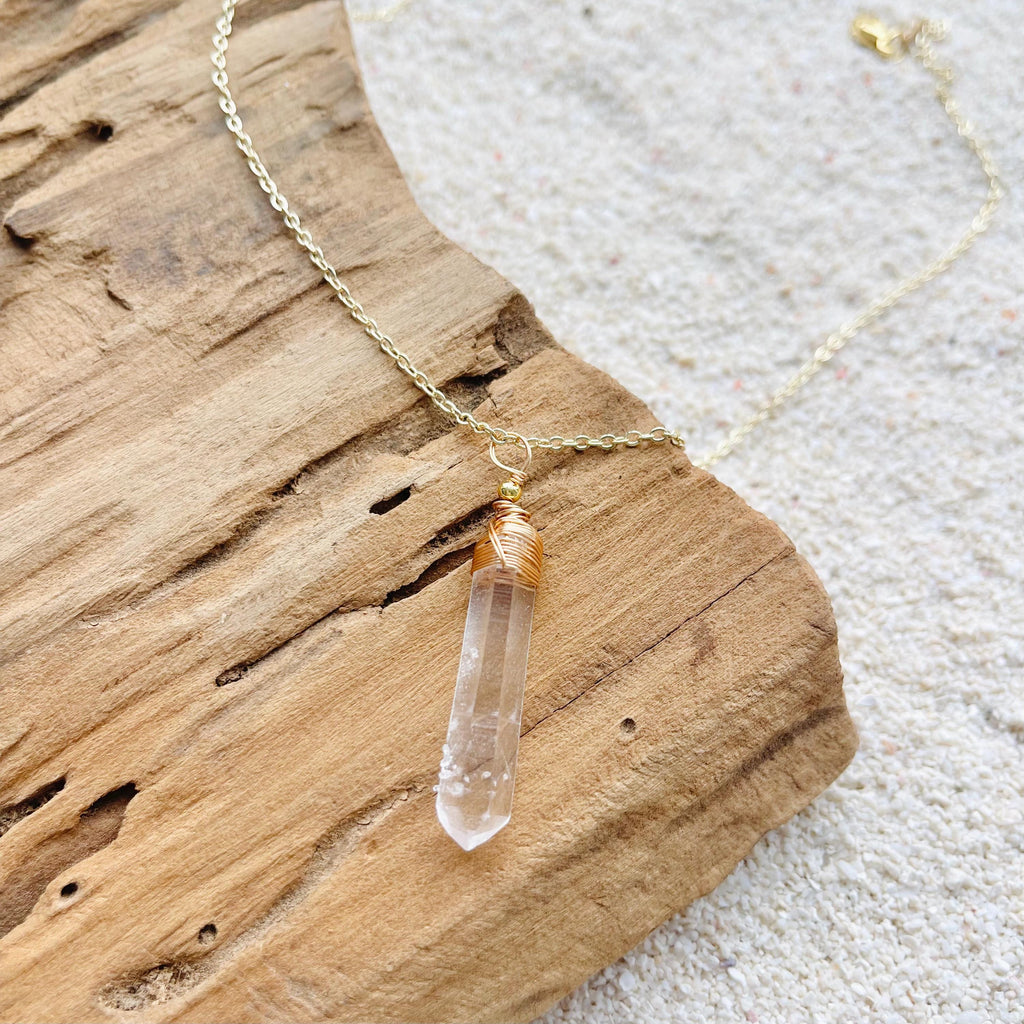 Raw Quartz Crystal Wire-Wrapped Necklace - packaging and gift presentation view (10)