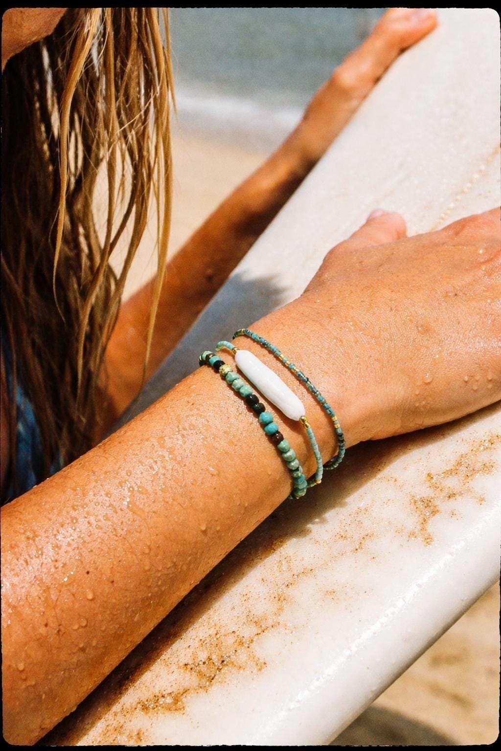 Minimal Turquoise Beaded Bracelet Set