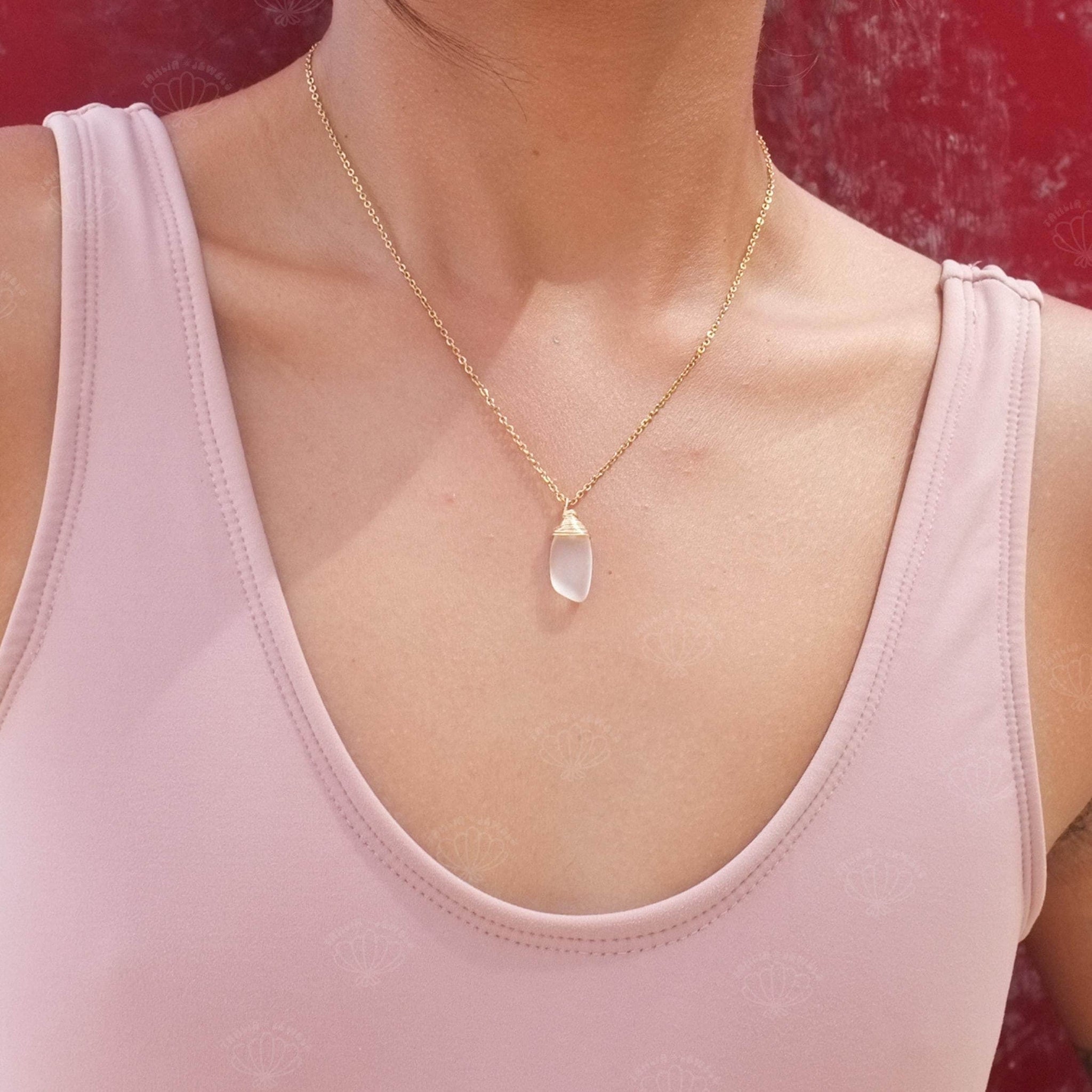 Wired Wrapped Sea Glass Necklace