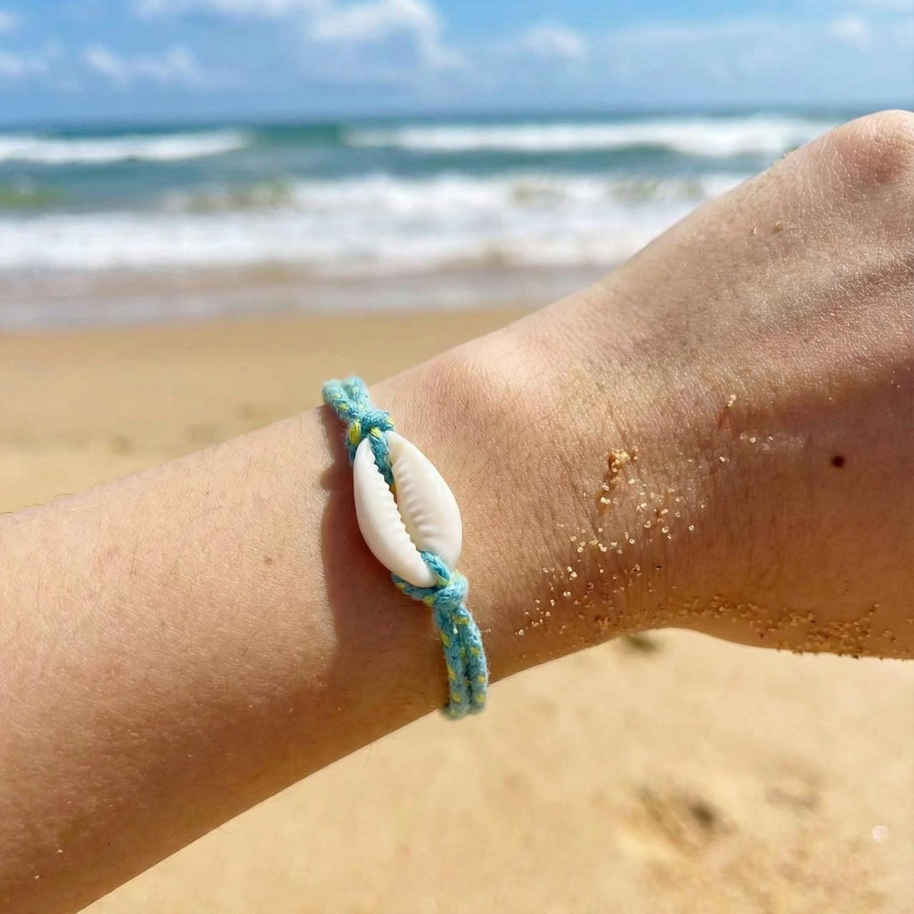Boho Cowrie Shell Bracelet, Colorful Braided Friendship Bracelet, Beach Summer Anklet or Wrist Bracelet, Adjustable Shell Jewelry