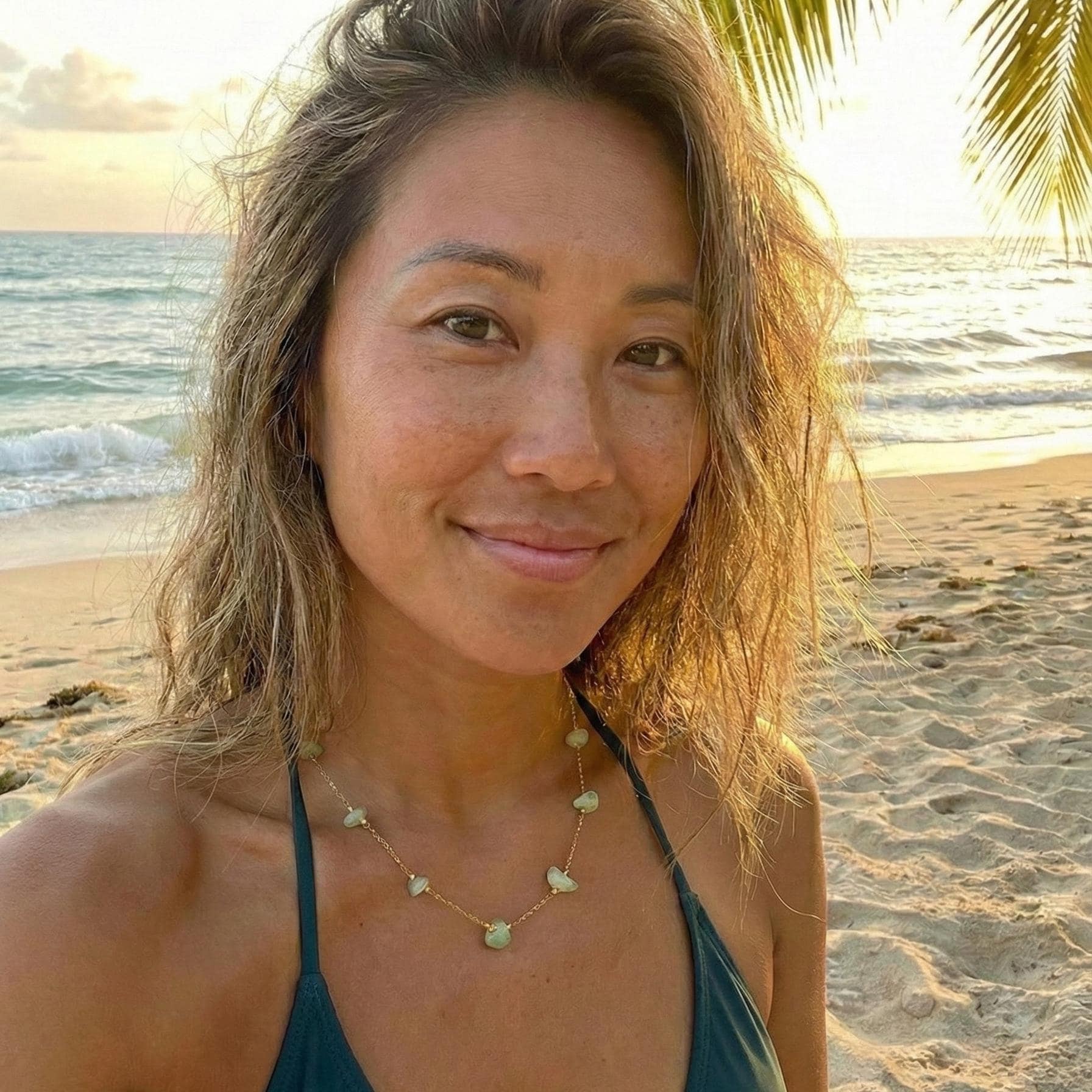 Waterproof Natural Jade Necklace, Minimal Gold Chain Gemstone Necklace, Beach Jewelry, Everyday Necklace, Wedding Gift for Her