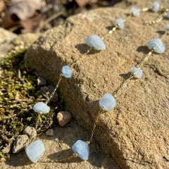 Blue Raw Stone Necklace, detail view
