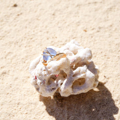 Handmade Sea Glass Ring, worn view