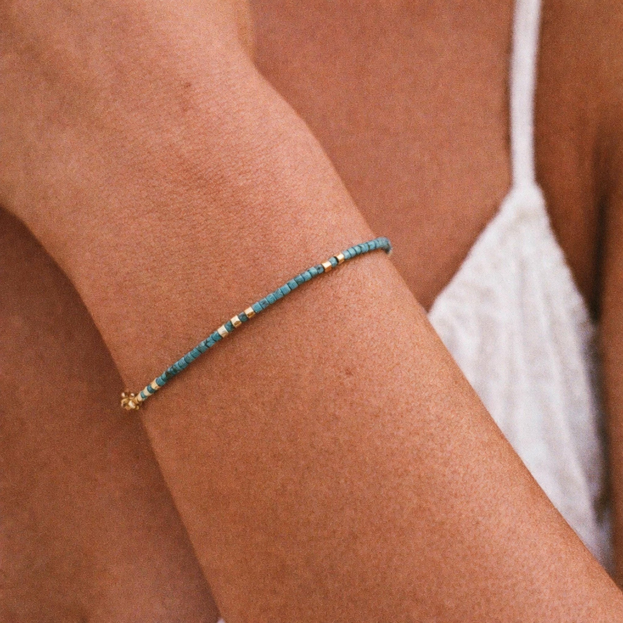 Minimal Turquoise Beaded Bracelet Set