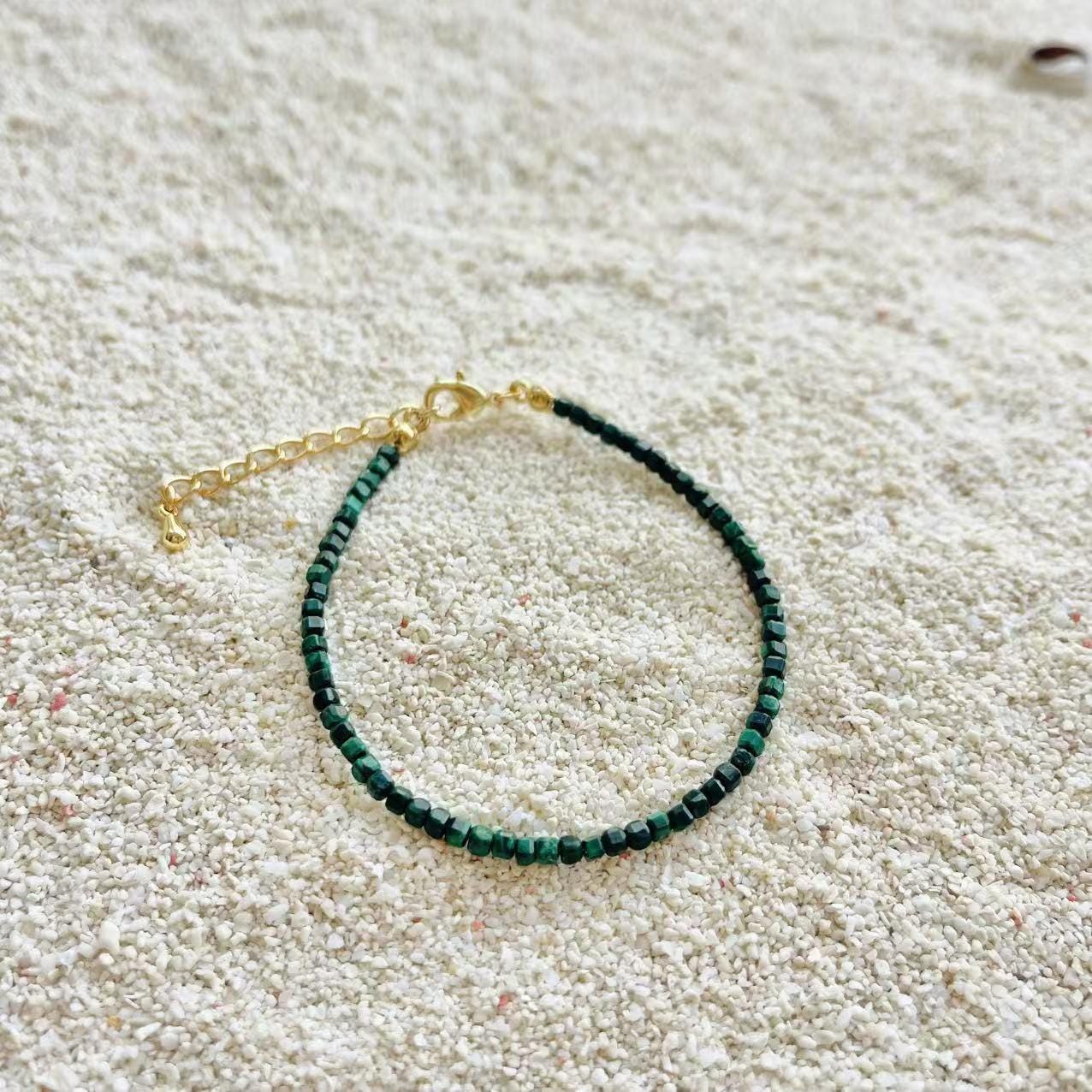 Green Stone Bead Bracelet Set