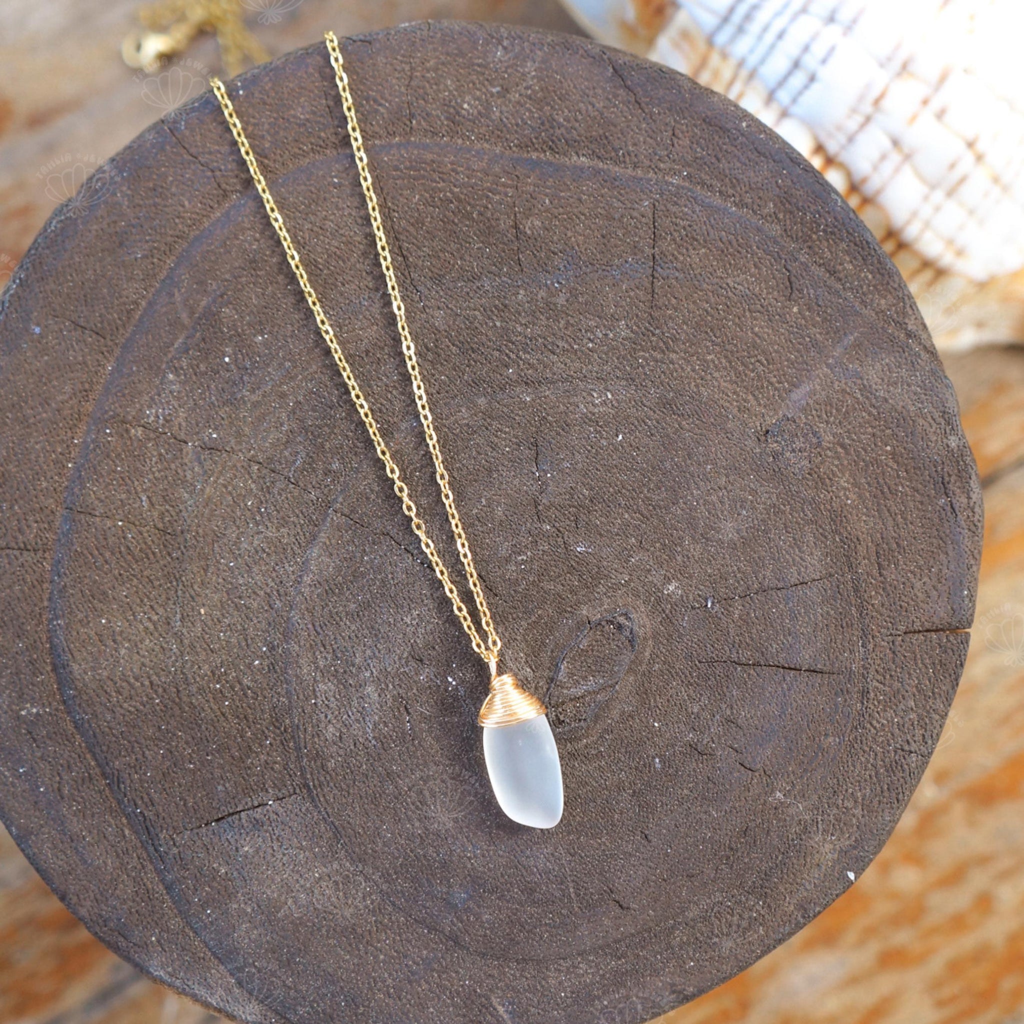 Wired Wrapped Sea Glass Necklace