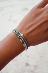 Green Trio Surfer Bracelets - angle and texture detail (4)