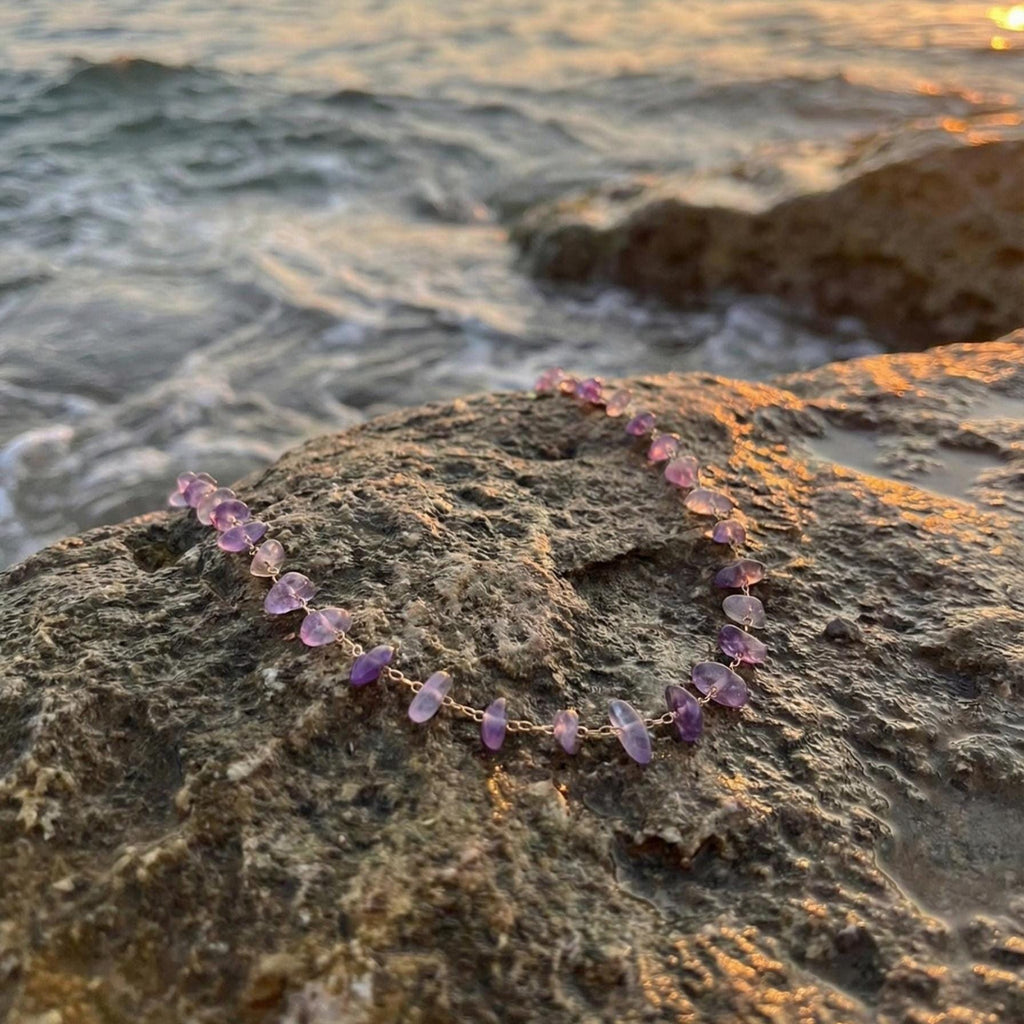 Amethyst Beaded Necklace - angle and texture detail (4)