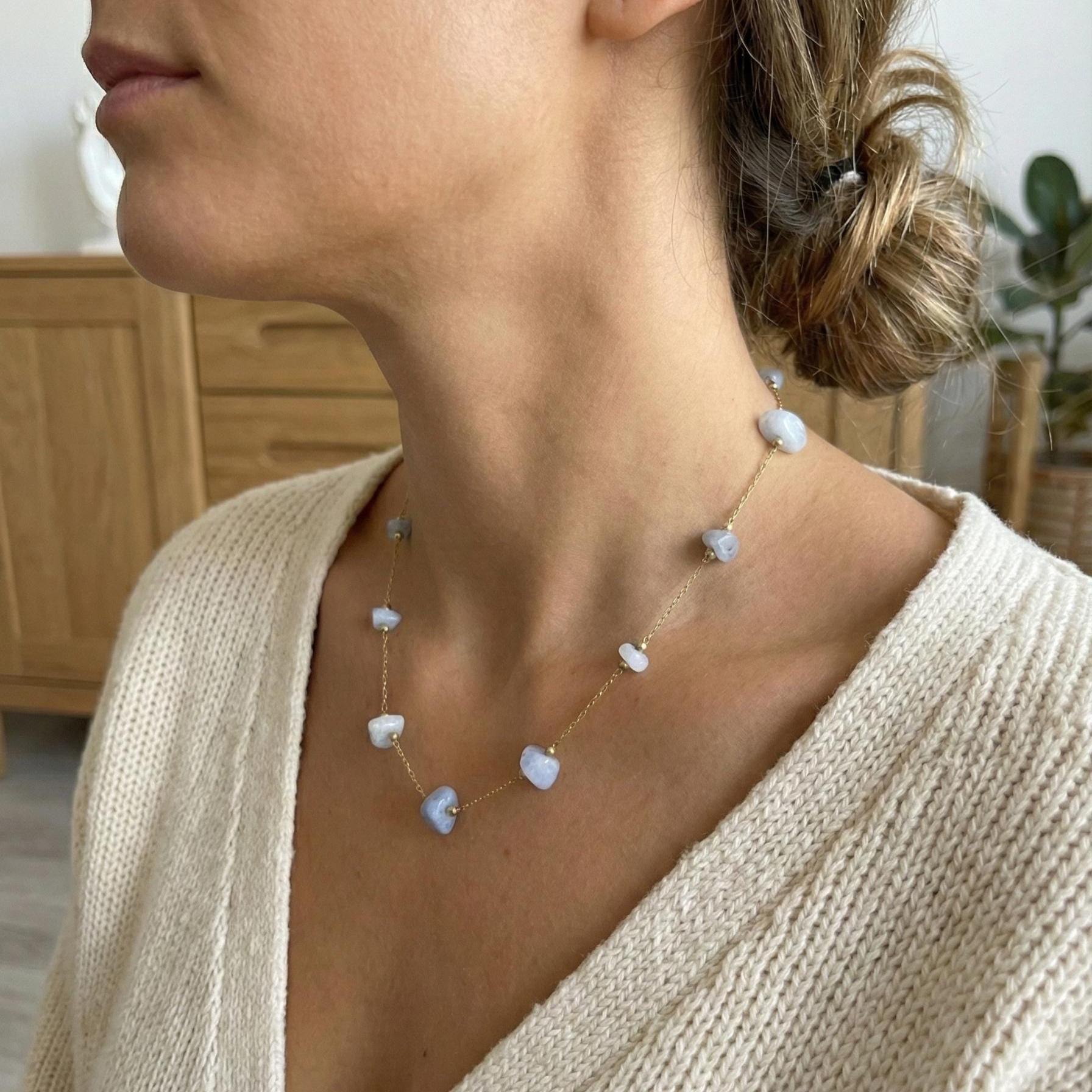 Blue Raw Stone Necklace