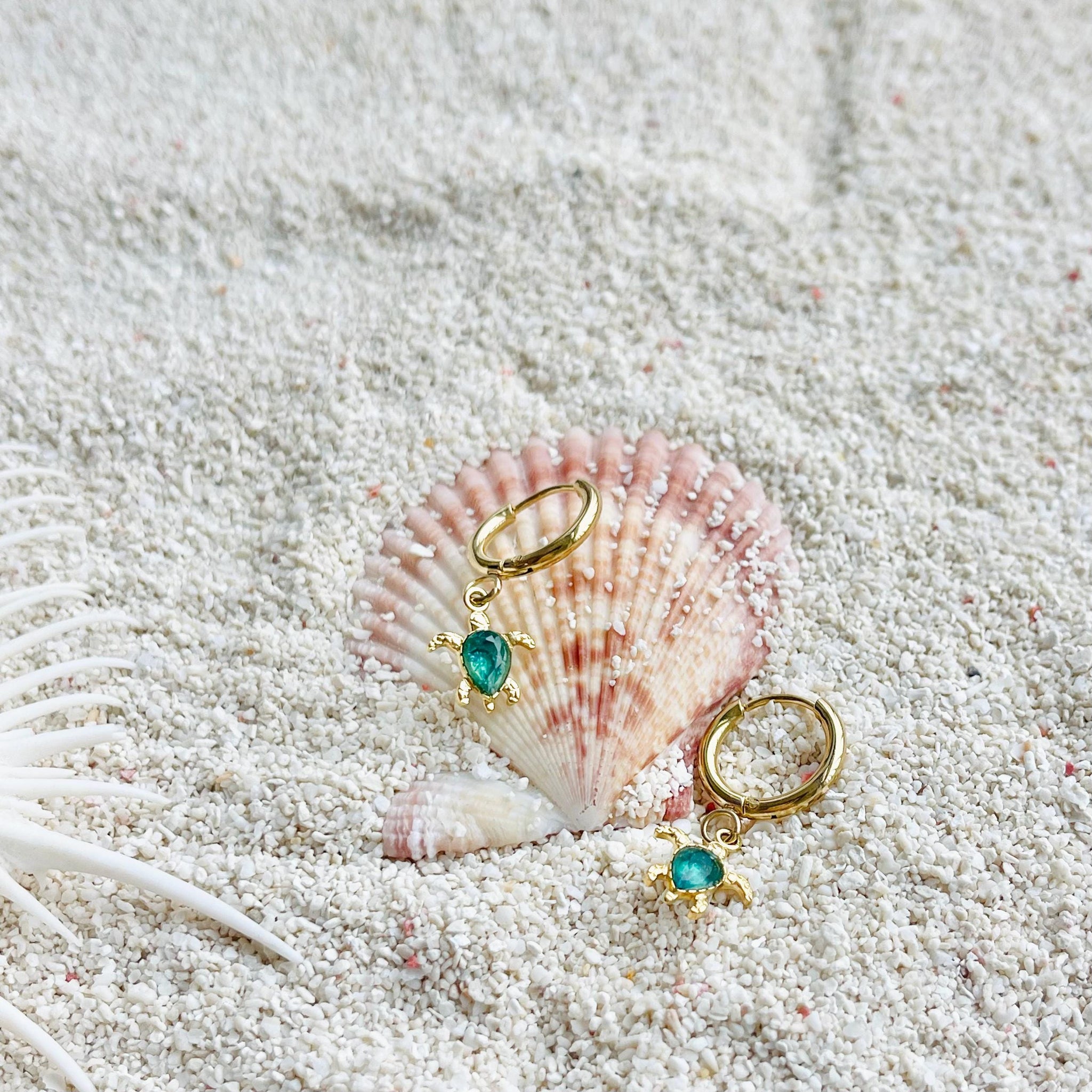 Gold Sea Turtle Huggie Earring