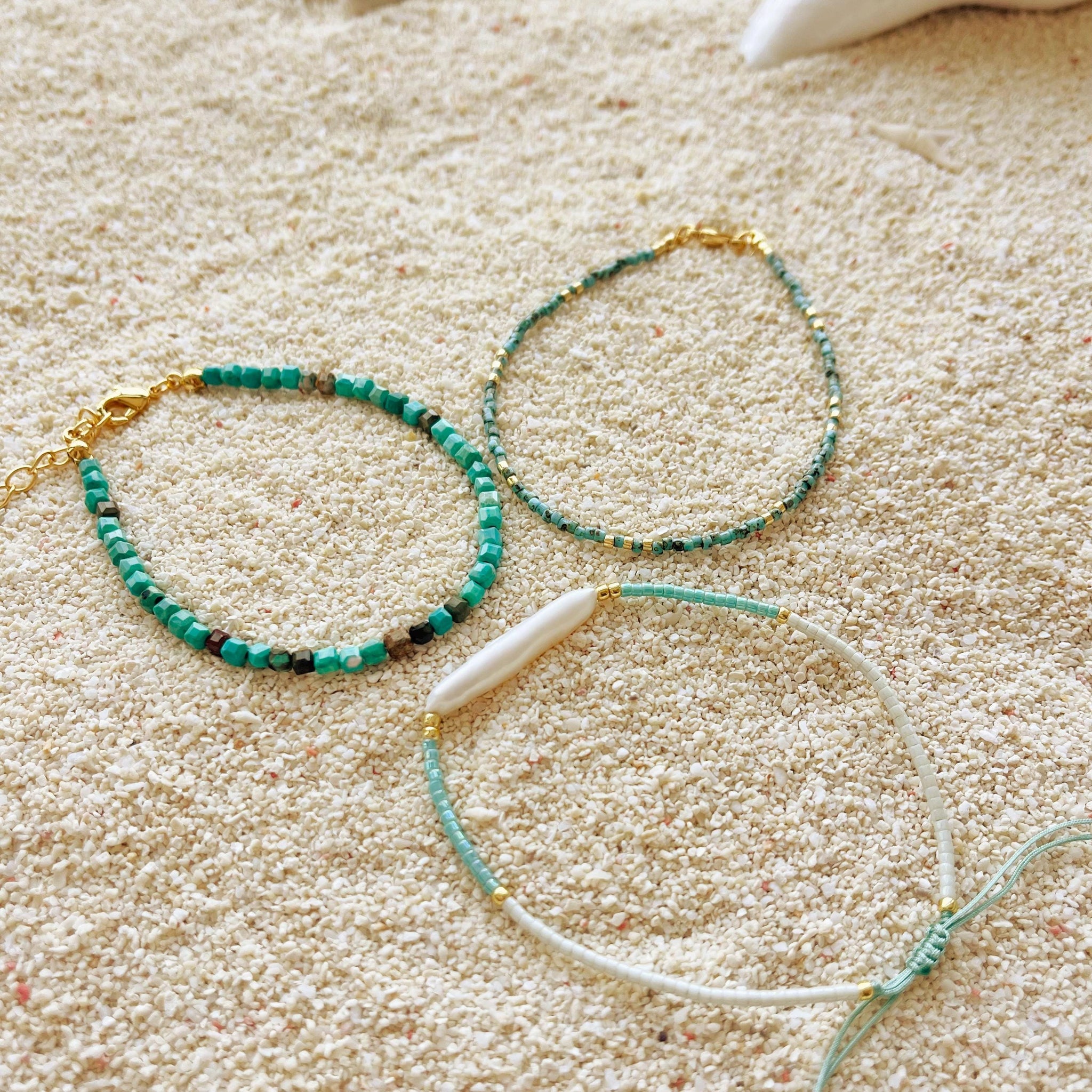Minimal Turquoise Beaded Bracelet Set