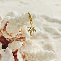 Gold Palm Tree Hoop Earrings - clasp, chain and finish detail (5)