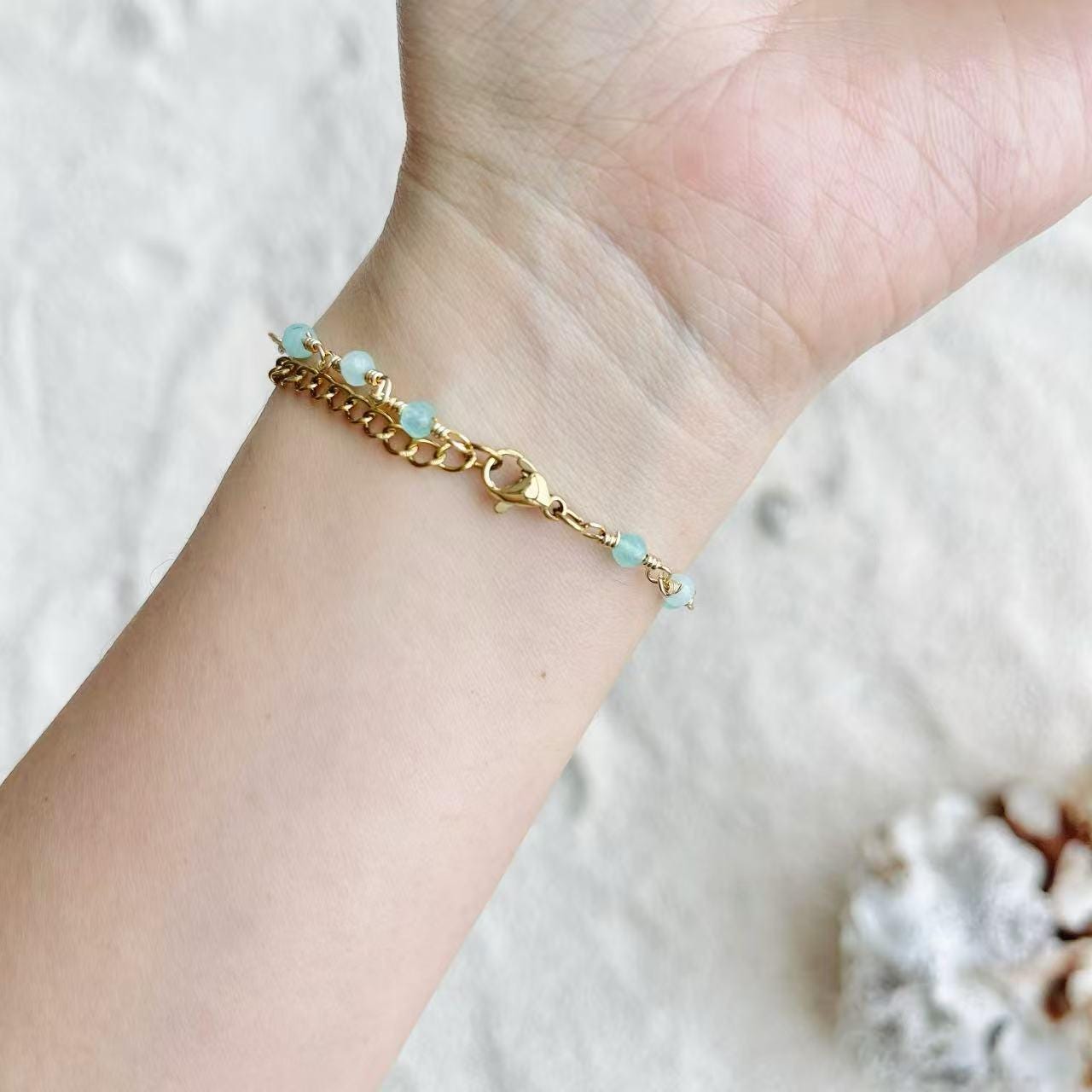 Shark Tooth Aqua Bracelet