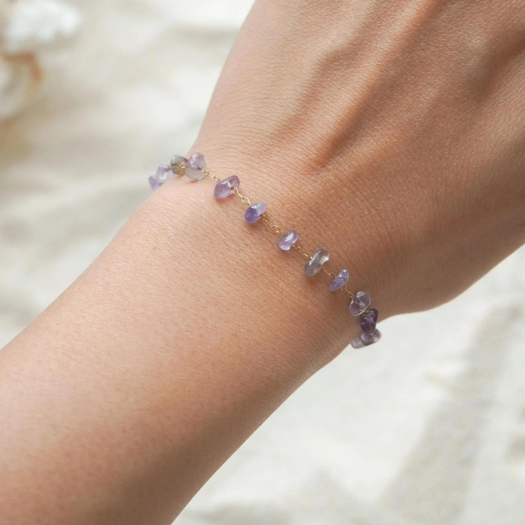 Amethyst Beaded Necklace - clasp, chain and finish detail (5)