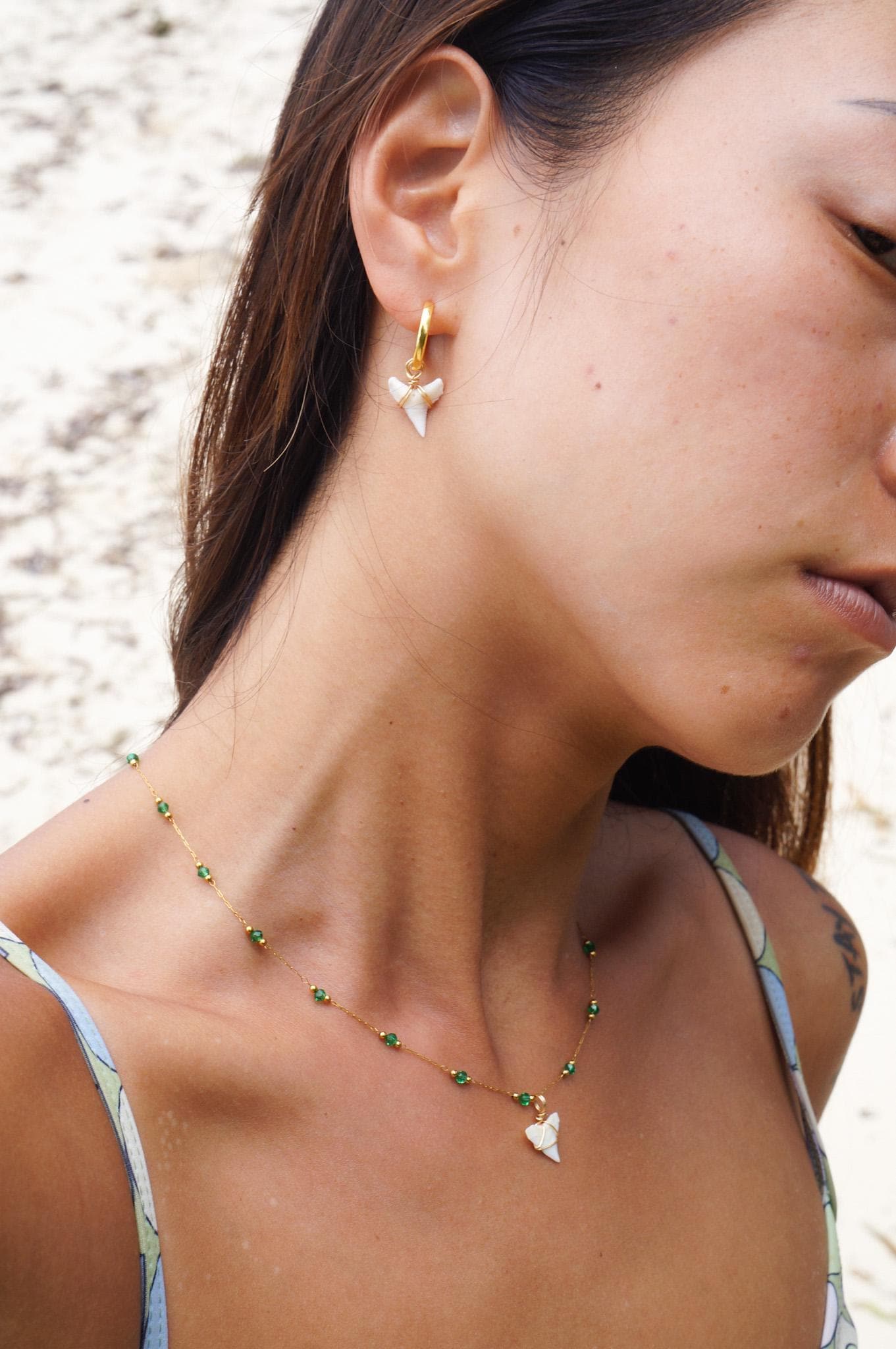 Natural Tiger Shark Teeth Necklace