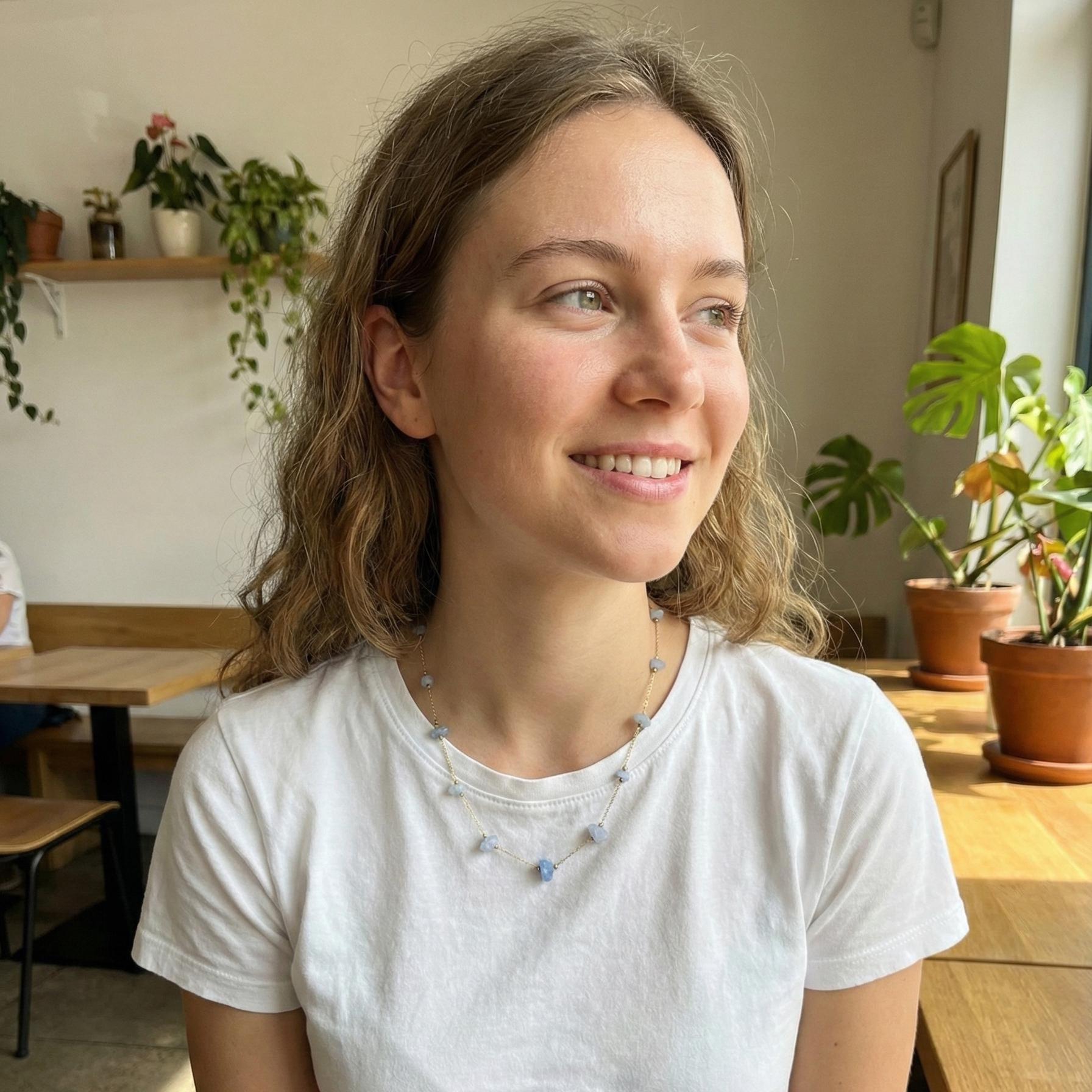 Blue Raw Stone Necklace