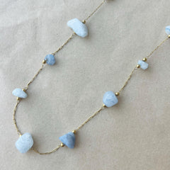 Blue Raw Stone Necklace - scale and proportion view on skin (6)