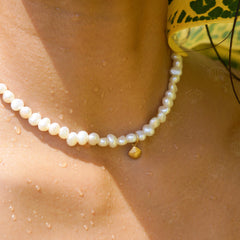 Dainty Shell Necklace - scale and proportion view on skin (6)