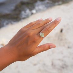 Handmade Sea Glass Ring - scale and proportion view on skin (6)