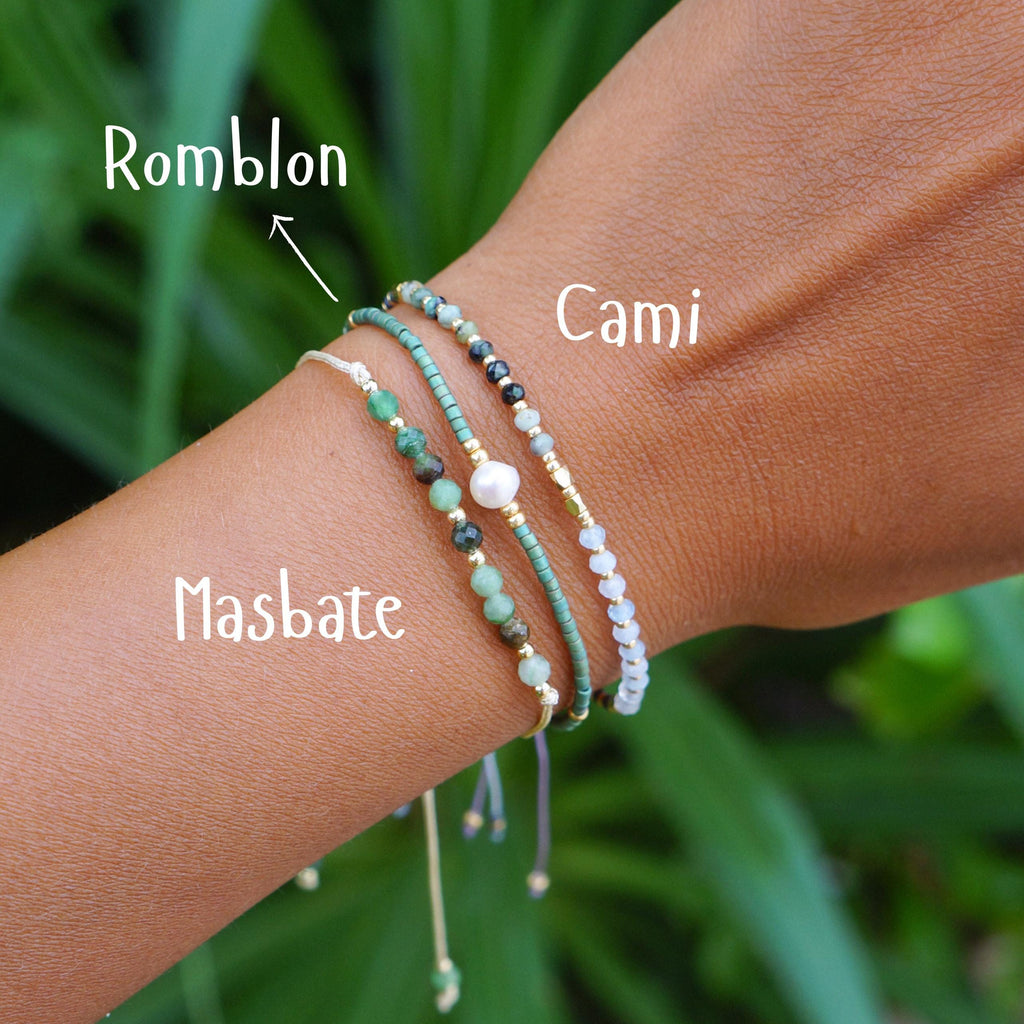 Green Trio Surfer Bracelets - scale and proportion view on skin (6)