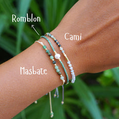Green Trio Surfer Bracelets - scale and proportion view on skin (6)