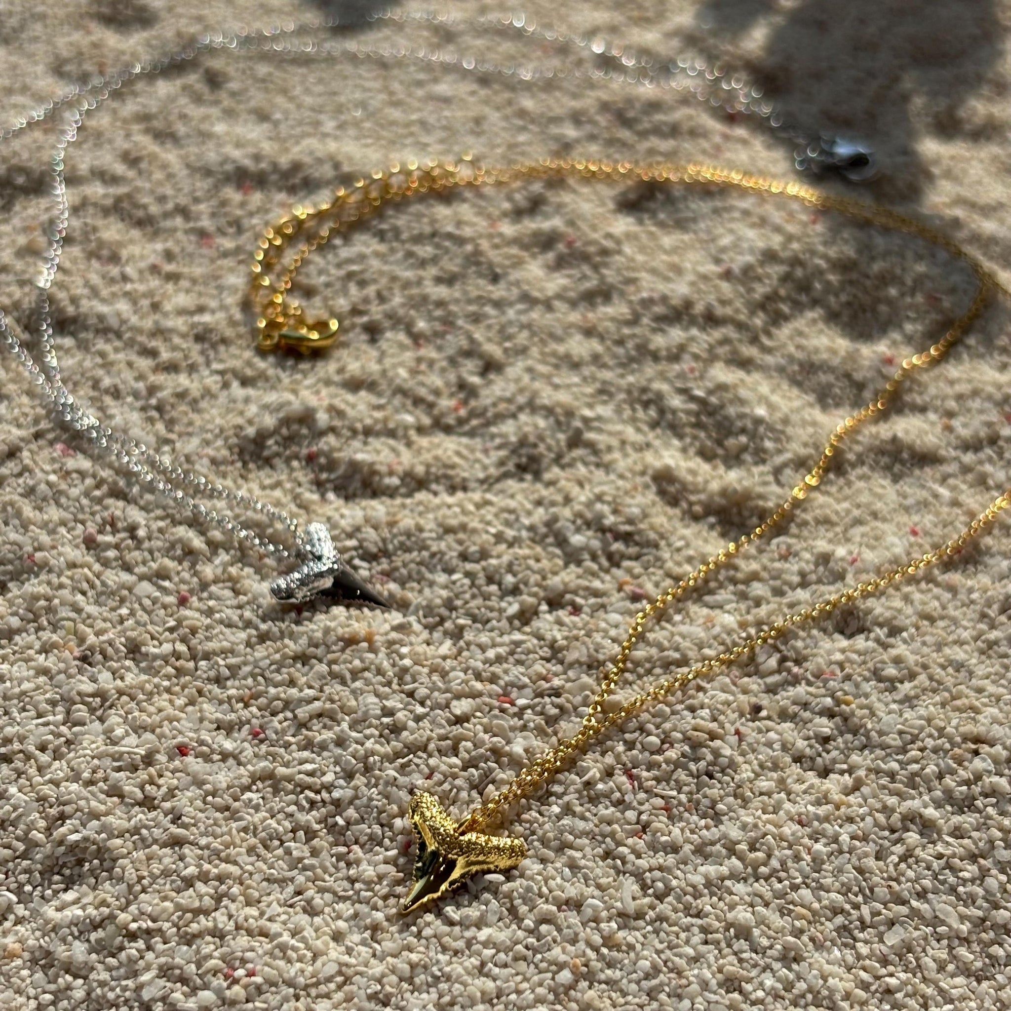 Gold Vermeil Shark Tooth Necklace, Sterling Silver Chain