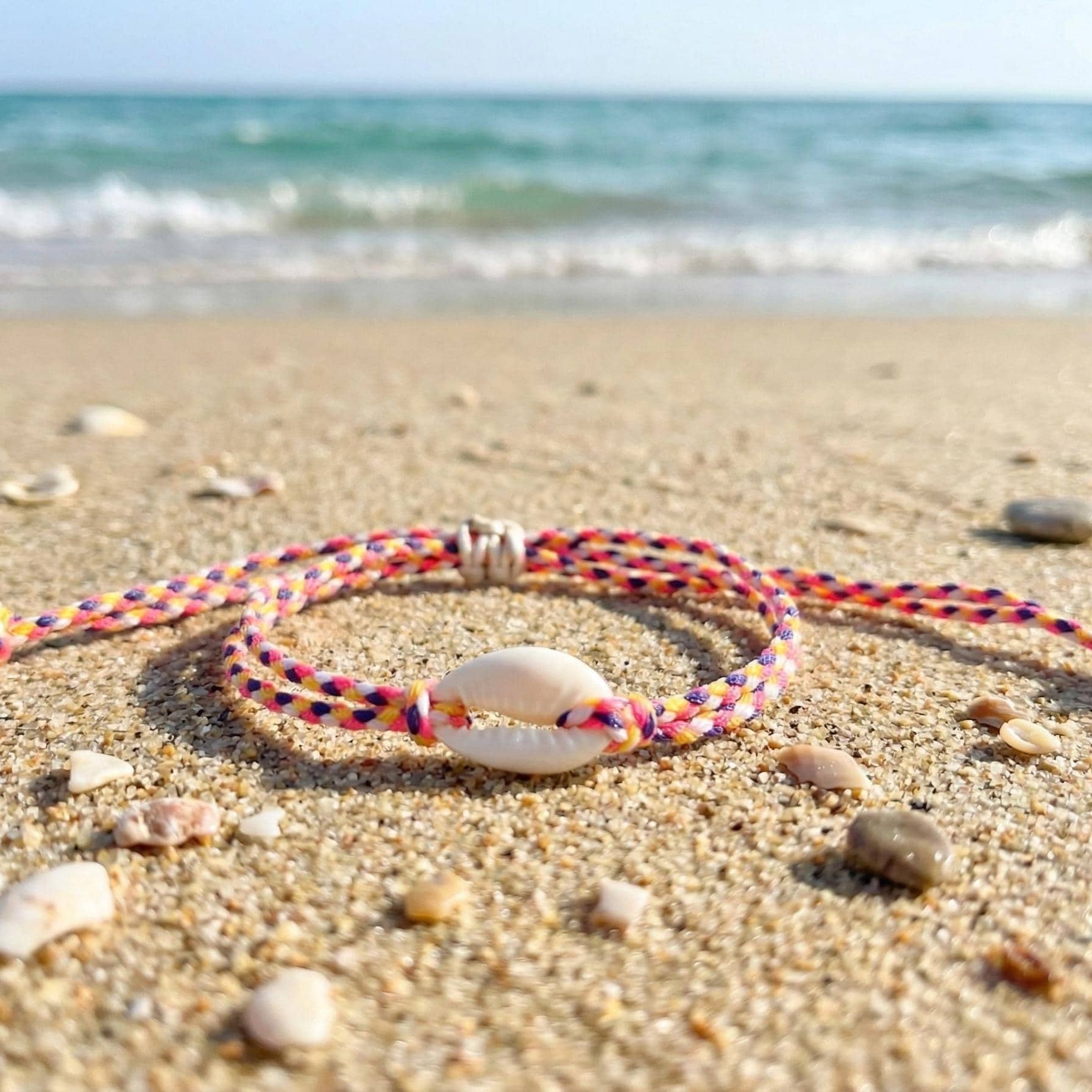 Boho Cowrie Shell Bracelet, Colorful Braided Friendship Bracelet, Beach Summer Anklet or Wrist Bracelet, Adjustable Shell Jewelry