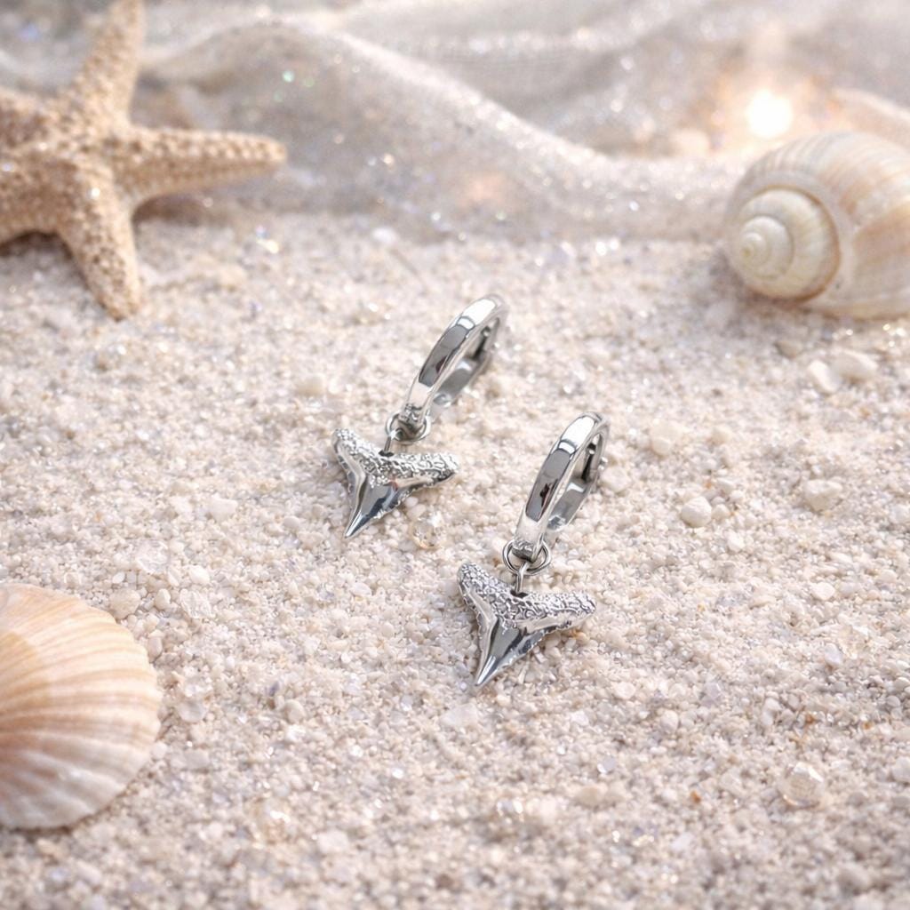 Gold Shark Tooth Hoop Earring