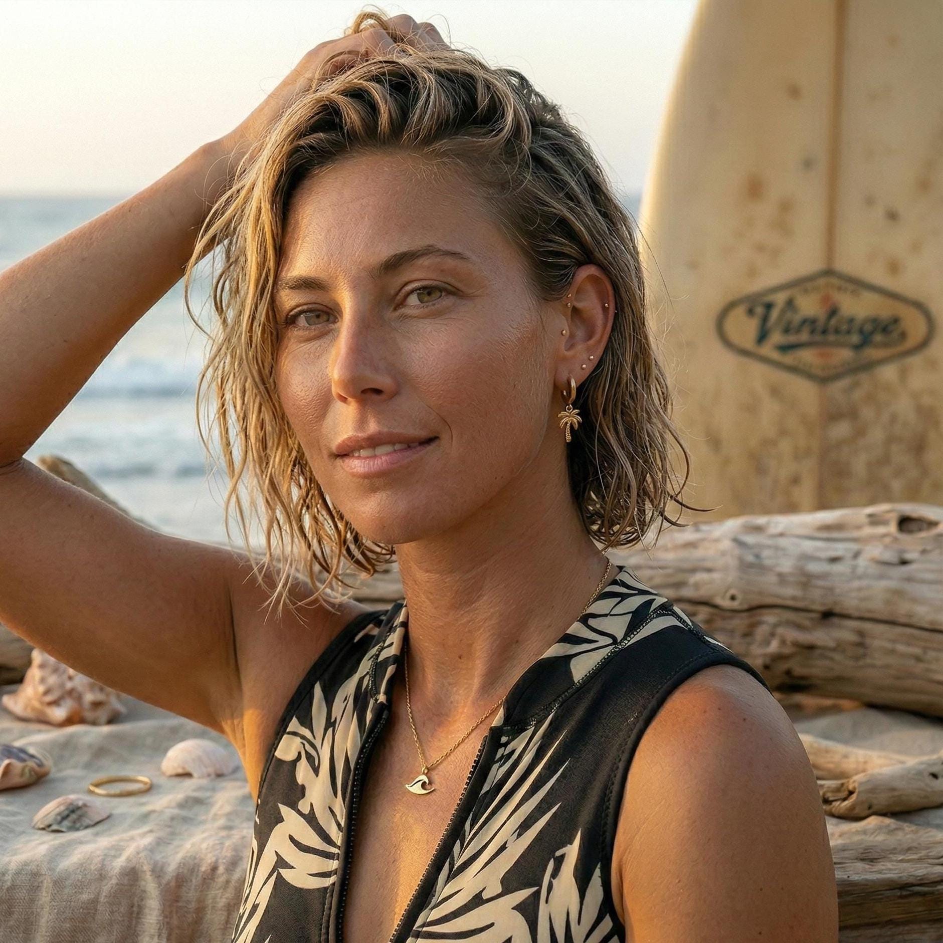 Gold Palm Tree Hoop Earrings, Beach Jewelry, Surfer Girl Earrings, Tropical Dainty Charm Hoops, Ocean Lover Gift, Minimalist Summer Jewelry