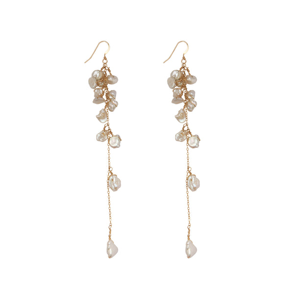 Gold Filled Floral Pearl Drop Earrings