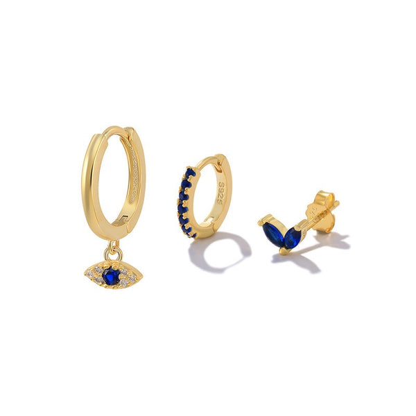 Gold Vermeil Blue Evil Eye Stacker Set