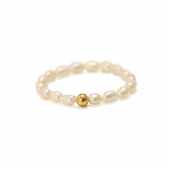 Tiny Freshwater Rice Pearl Ring, detail view