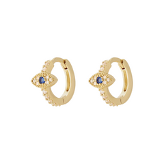 Gold Vermeil Evil Eye Huggies, detail view