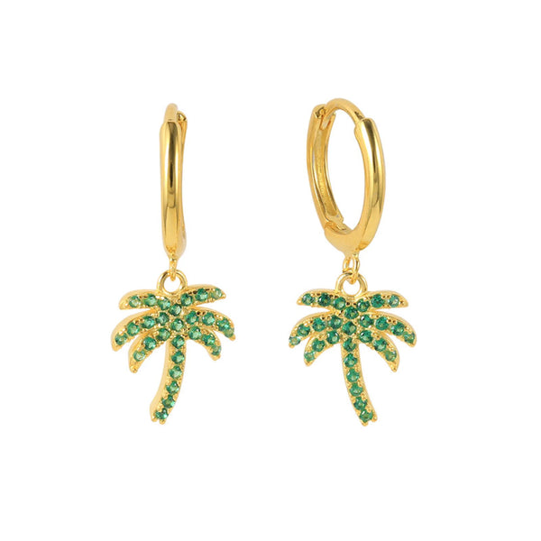 Gold Vermeil Palm Tree Charm Huggies